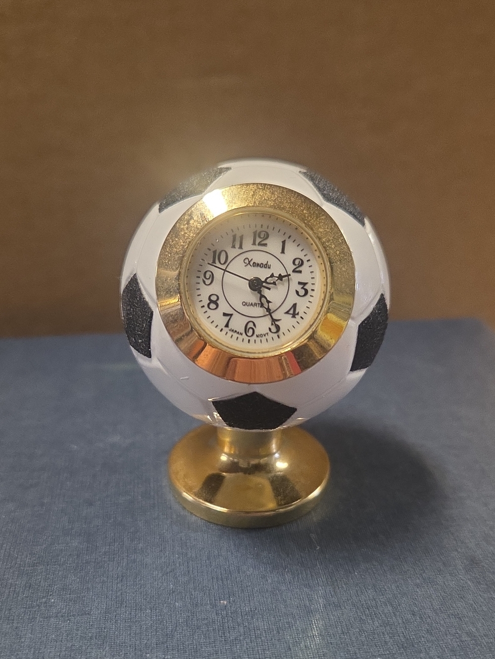 Gold & White Soccer Ball Table Clock Accent By XONODU